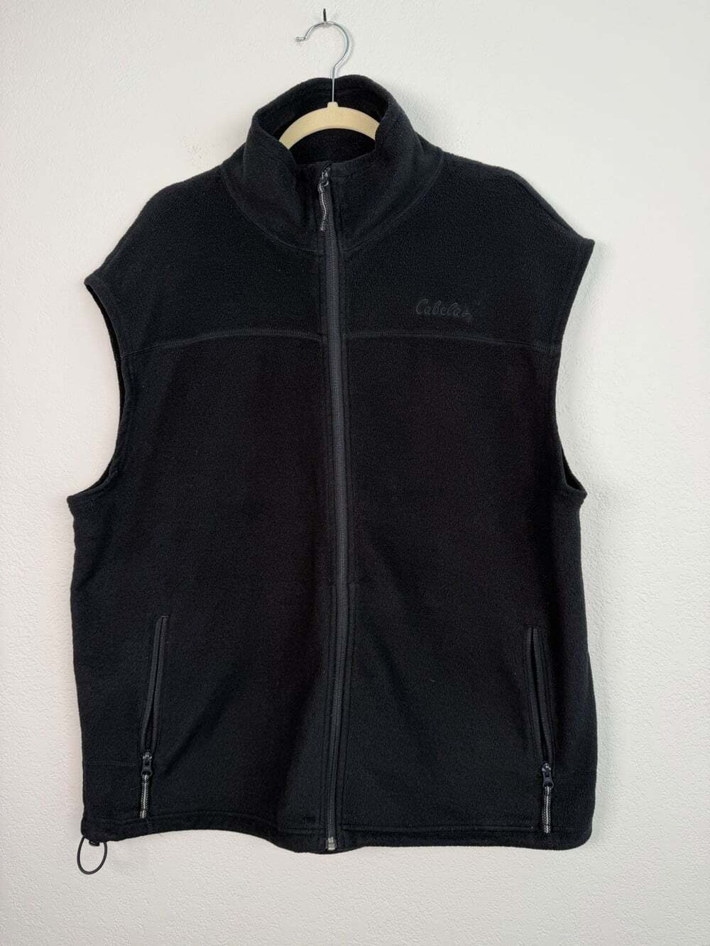 Cabela’s Sweater Mens XL Tall Vest Full Zip Fleece Jacket Black Pockets Hiking